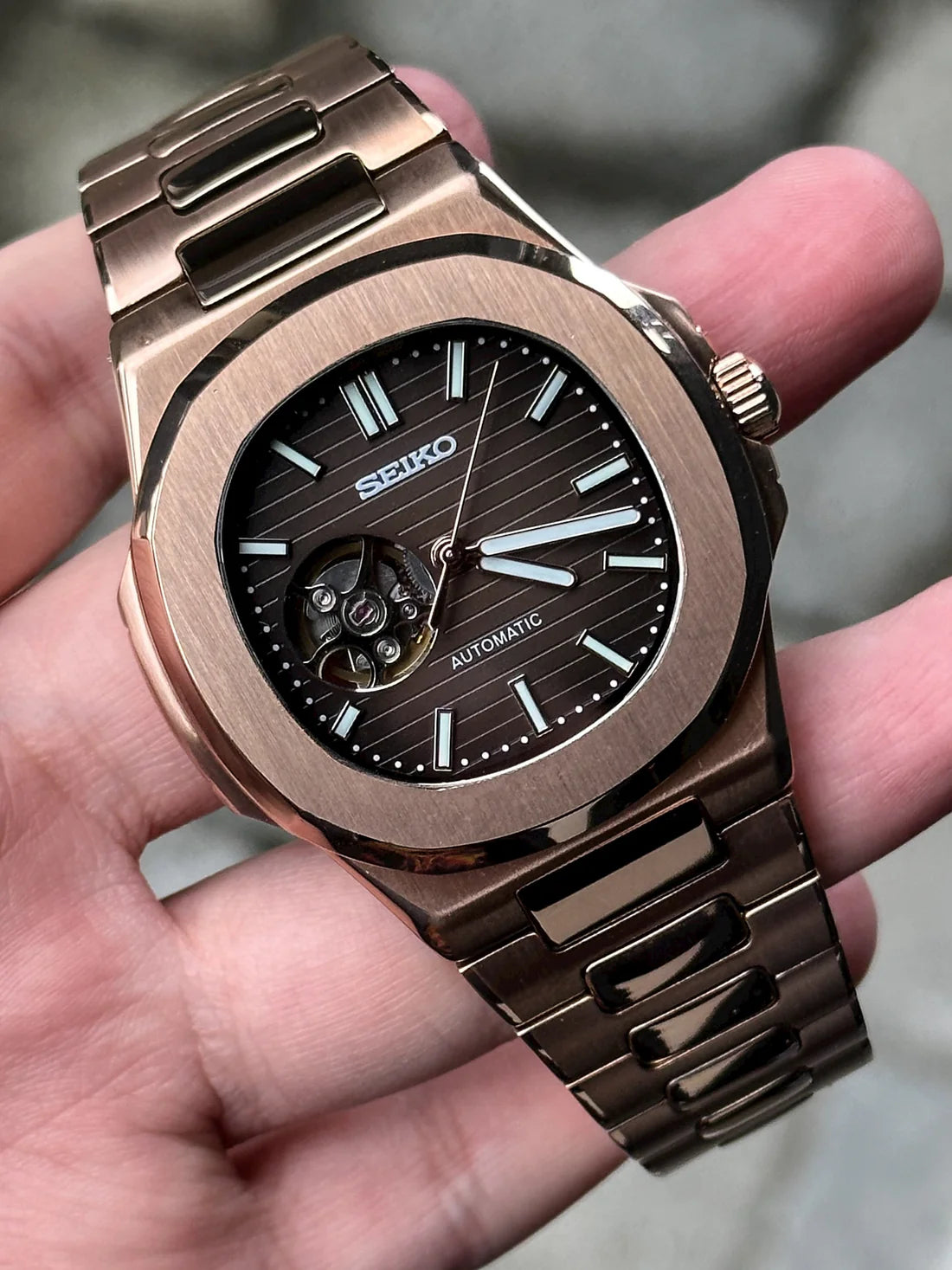 Nautilus Rose Goud - Zwart Open Heart